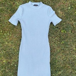 Baby blue ribbed mid length dress